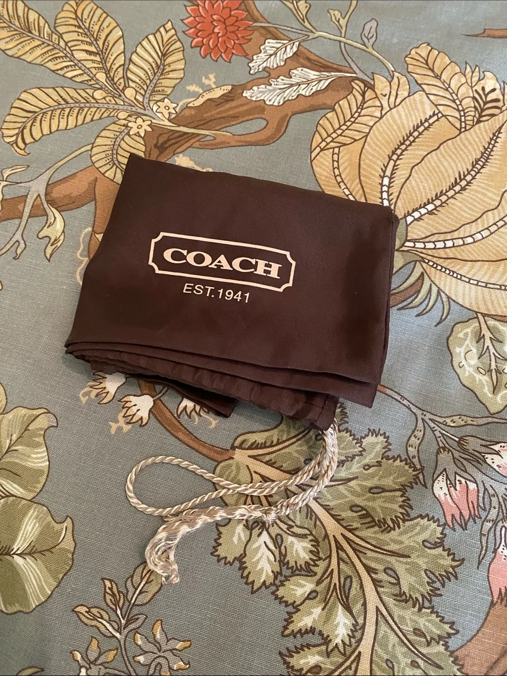 COACH Brown Satin Red Drawstring bag (19x15 inches)